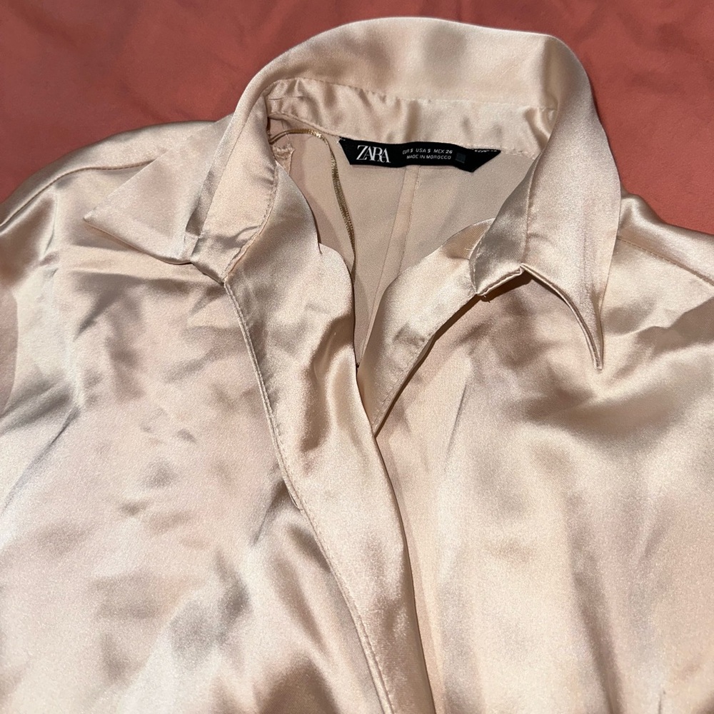 Zara Cream Satin Blouse